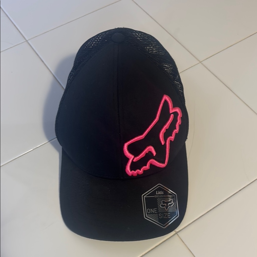 Fox Black and Pink Logo Hat